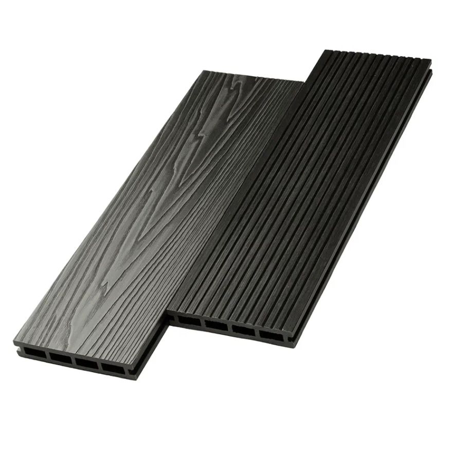 Террасная доска ДПК NanoWood New 3D тиснение + вельвет Графит купить в Екатеринбурге